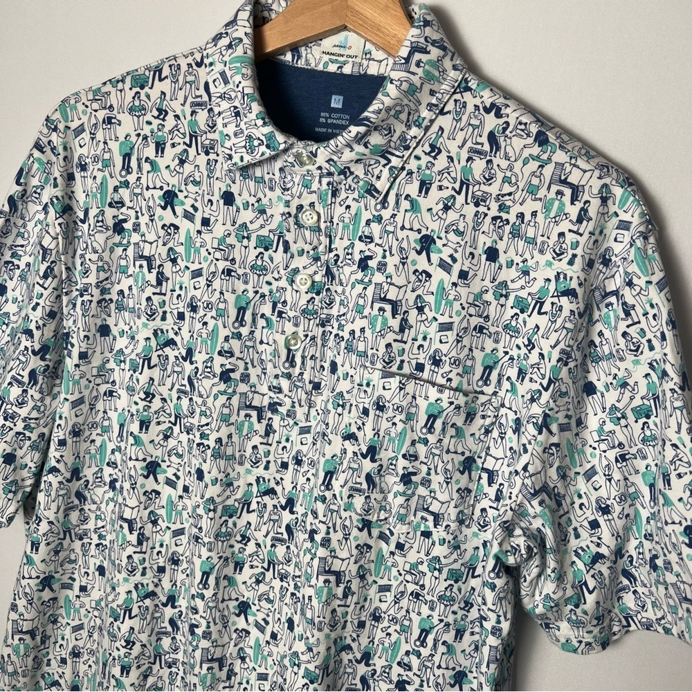 Johnnie-O Hangin’ Out Soft Stretch Polo Short Sleeve Dundee Novelty Print Med